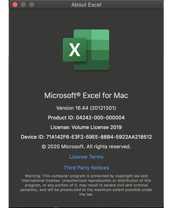 latest microsft excel version for mac